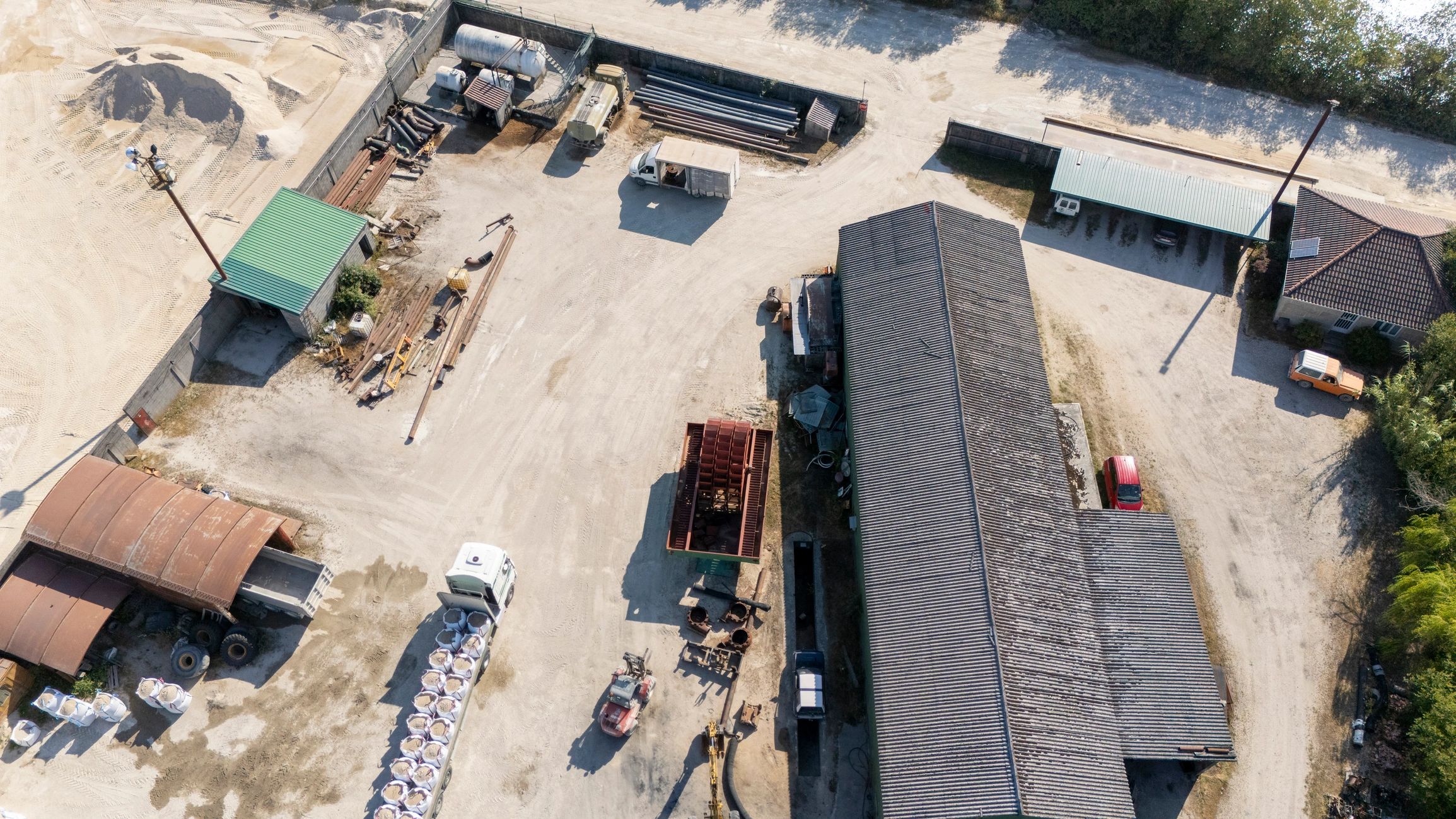 Industrial materials yard and warehouses supporting logistics operations